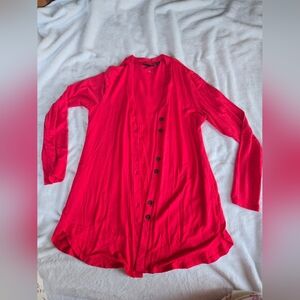 Susan Graver Weekend Button-Up Cardigan Coral Xs Nwot